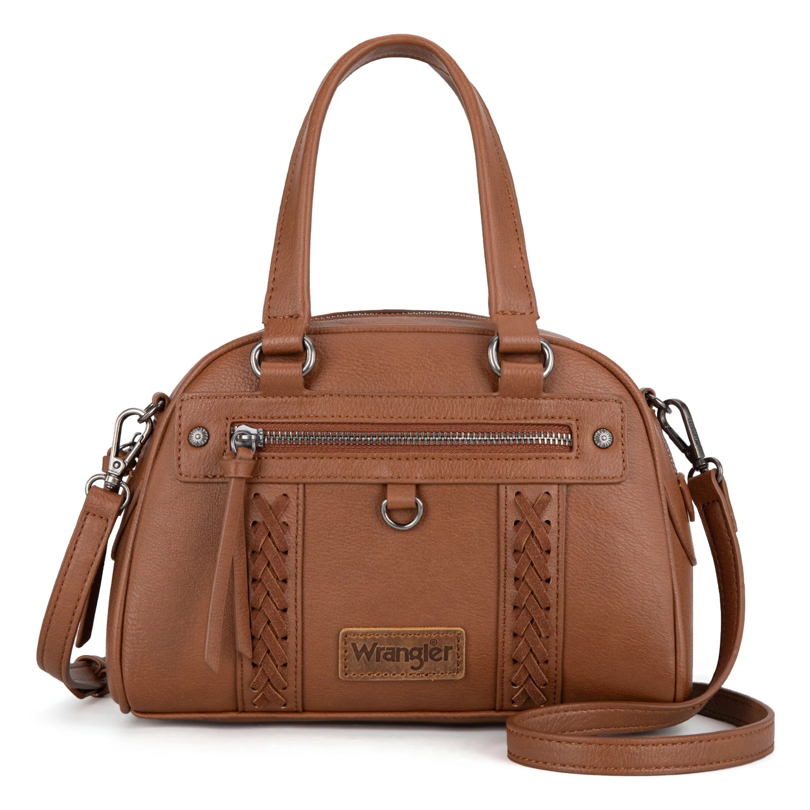 Wrangler Whipstitch Collection Satchel/Crossbody Bag -Brown