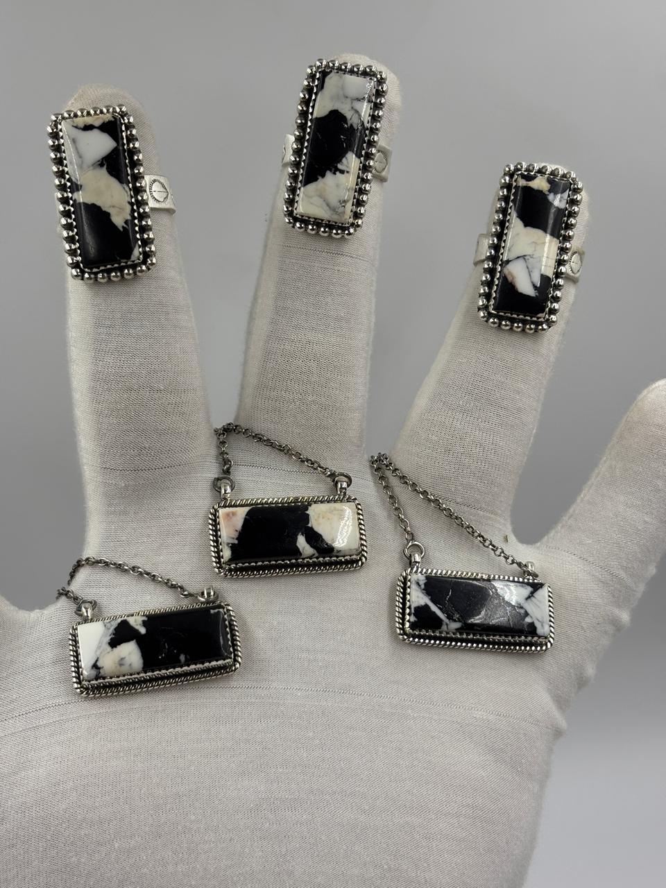 Sterling Silver Bar Necklace - White Buffalo