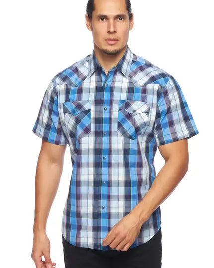 RODEO CLOTHING MEN'S PLAID SHORT SLEEVE SNAP Ps400s-Sept