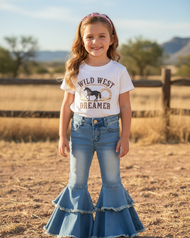 LT. blue Western  double layer bell pants with adjustable string. PNG50255-SOL