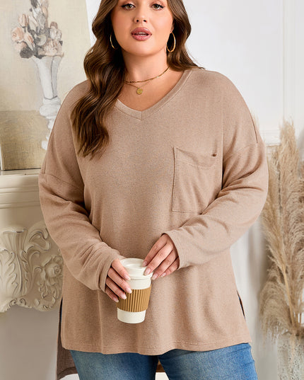 Parchment Plus Size Drop Shoulder Knit Tunic Top