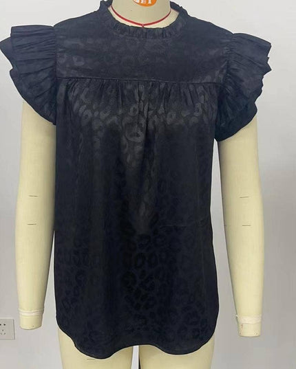 Urban print stain ruffle t-shirt top
