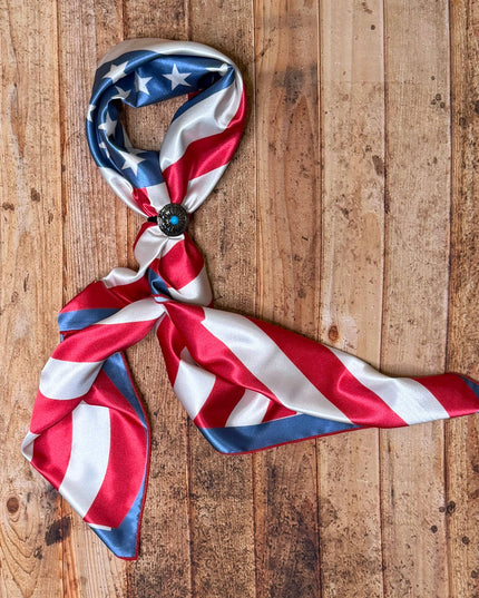 AVS-927 AMERICAN FLAG PRINT SILK WILD RAG 31X31