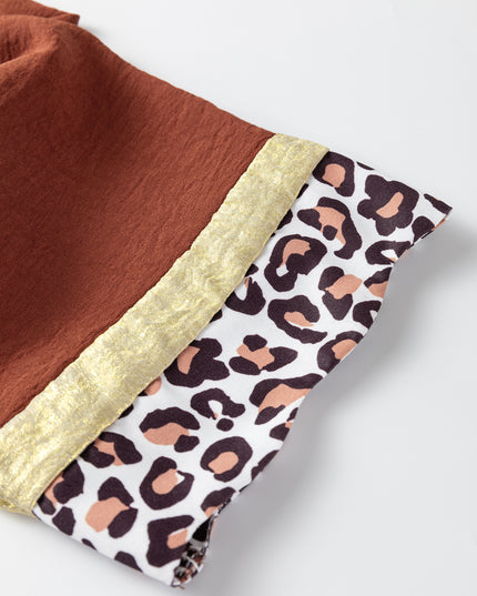 Clay Leopard Detail Loose Bracelet Sleeve Top
