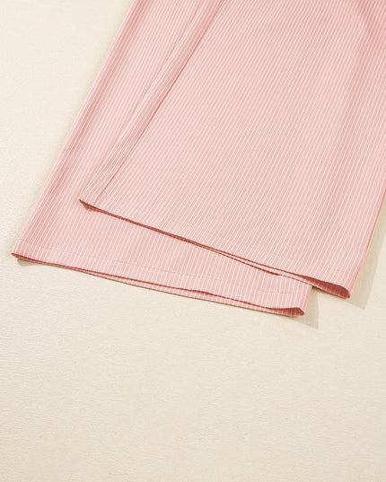 Pink Stripe Drawstring Plus Size Loose Pants