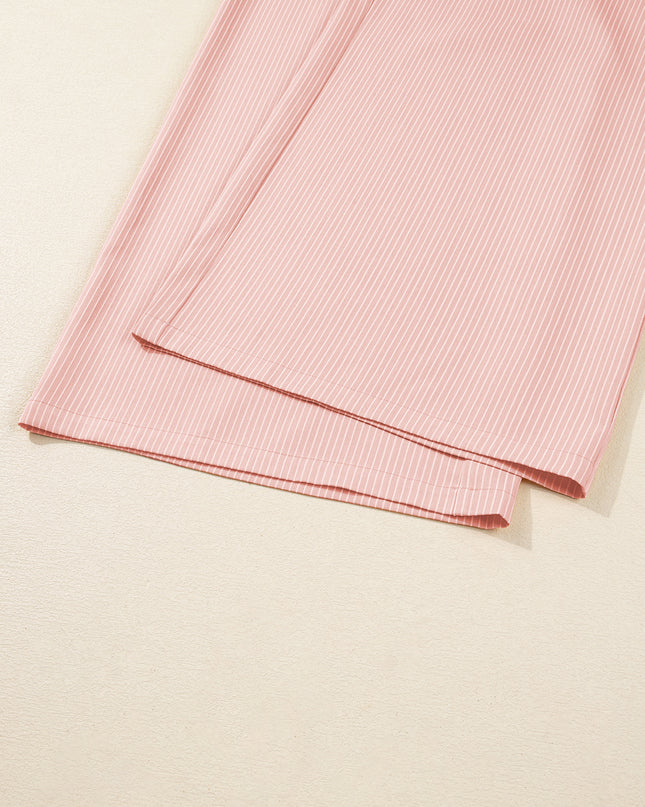 Pink Stripe Drawstring Plus Size Loose Pants
