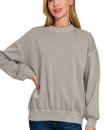 SI-27206 Pigment Dye Fleece Oversized Pullover Zenana