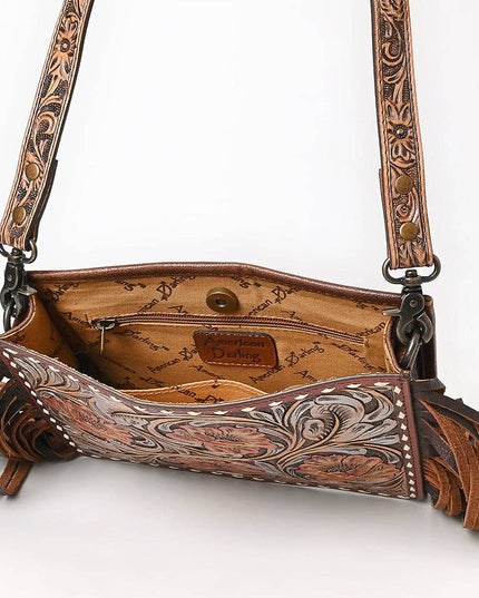 ADBG323 American Darling Hand Tooled Leather Messenger Bag