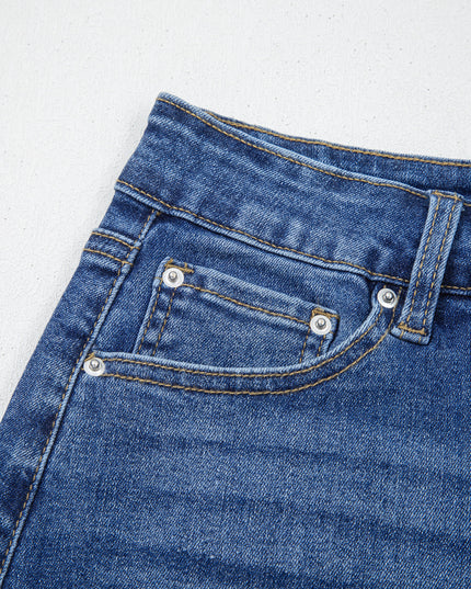 Dearlove Myosotis Irregular Distressed Bottom Denim Midi Skirt
