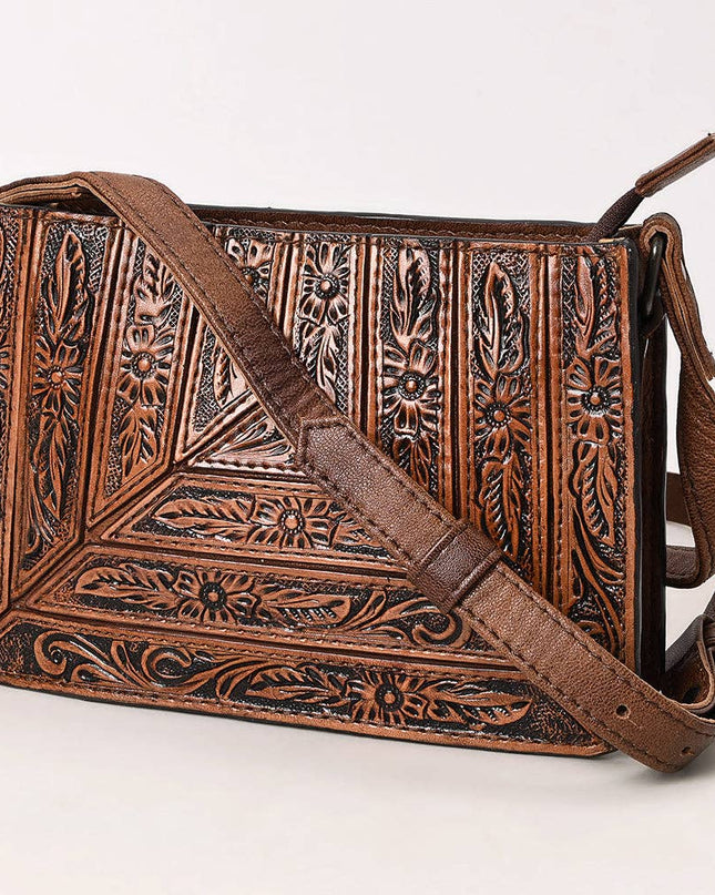 1609 Crossbody Hand Tooled Genuine Western Leather Women Bag