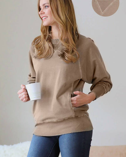 `Washed French Terry Pullover With Side Pockets