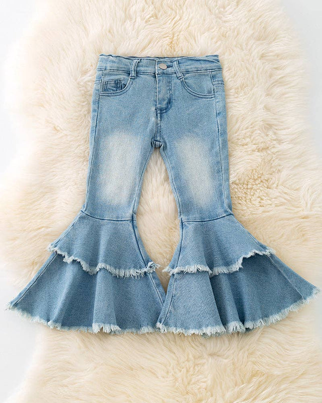 LT. blue Western  double layer bell pants with adjustable string. PNG50255-SOL