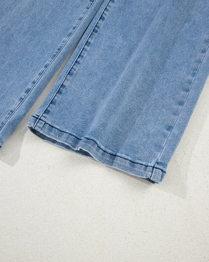 Beau Blue Western Washed Bow Knot Sash Wide Leg Jeans