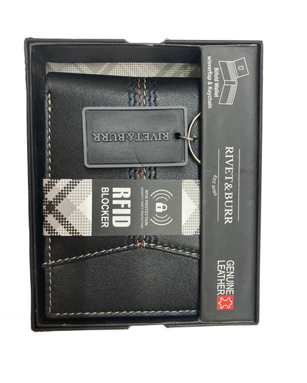 Contrast Stitch Bifold Wallet w/ Vanity Tray & Keychain