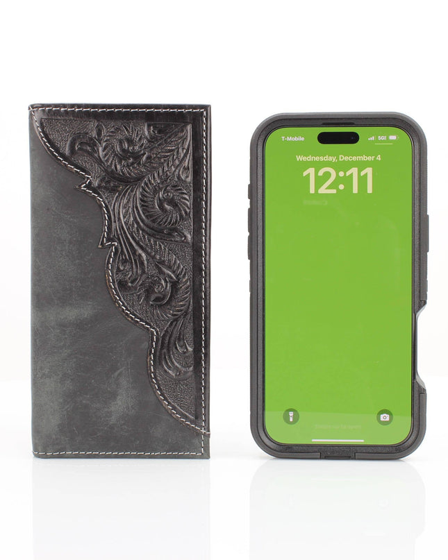 Oil Pull Up Tooled Leather Accent Rodeo Wallet ABW027