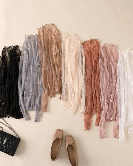 Semi Sheer Mesh Floral Lace Layering See Through Top