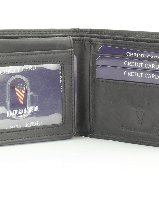 Oil Pull Up Embossed Steer Bifold Wallet ABB 006