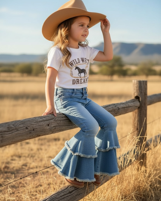 LT. blue Western  double layer bell pants with adjustable string. PNG50255-SOL
