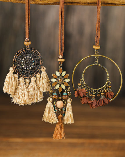 Multicolor 3pcs Bohemian Retro Tasseled Pendant Necklace