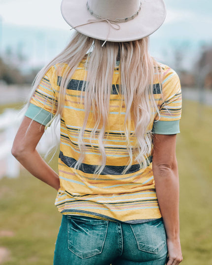 Multicolor Stripes Crew Neck T Shirt