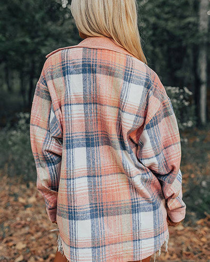 Western Plaid patchwork corduroy oversized jacket Shacket