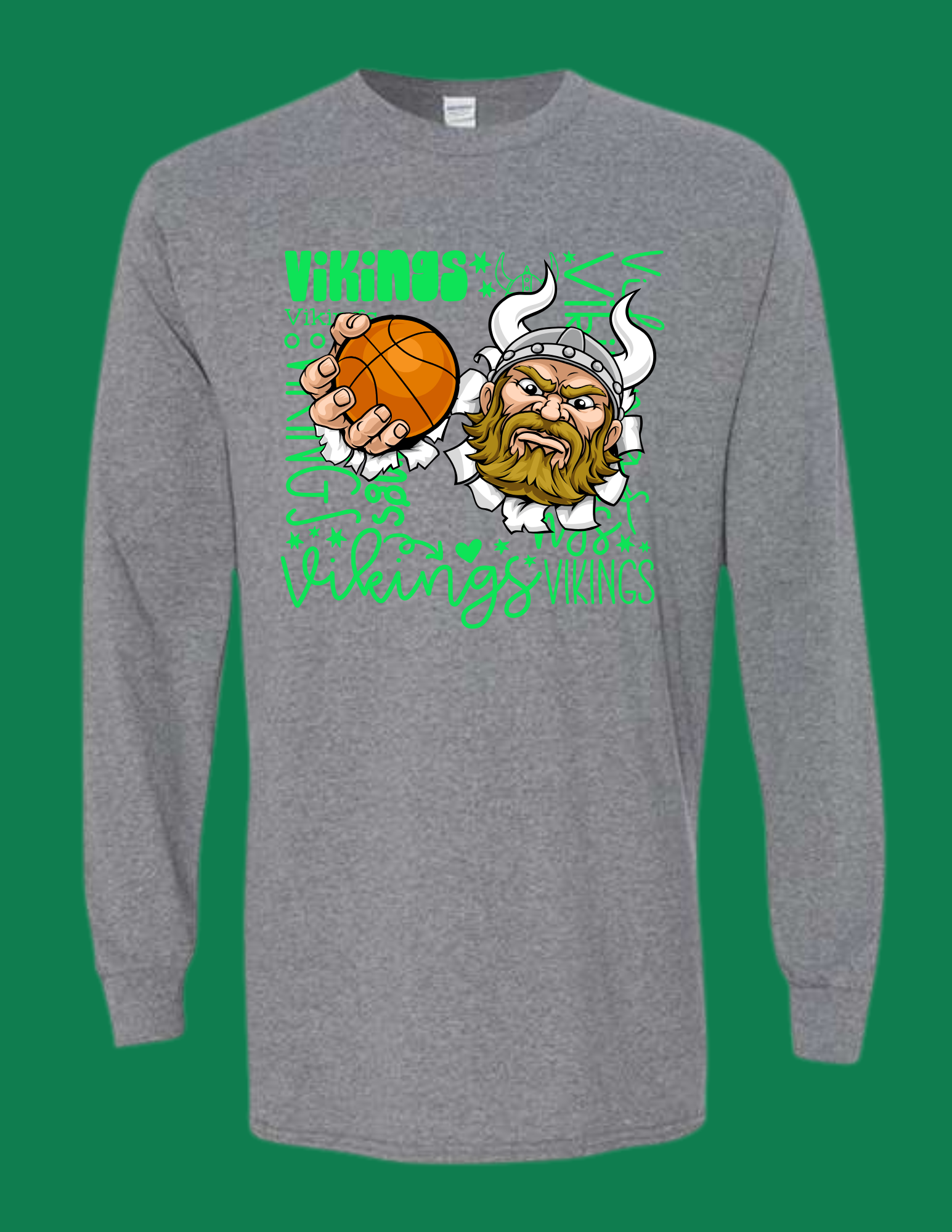 Lakeland Vikings - Basketball- Gildan - Heavy Cotton™ Long Sleeve T-Shirt