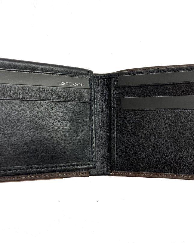 Contrast Stitch Bifold Wallet w/ Vanity Tray & Keychain