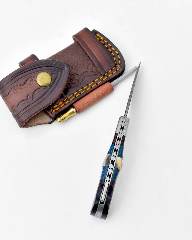 Damascus steel pocket knife Limited Run TF-071