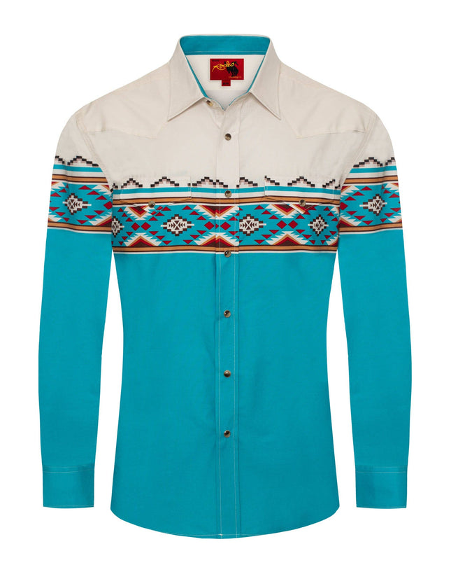 Men's Western Pearl Snap Print Shirt - PS100L-1090