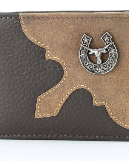Mixed Media Bifold Rodeo Wallet with Medallion AB1915