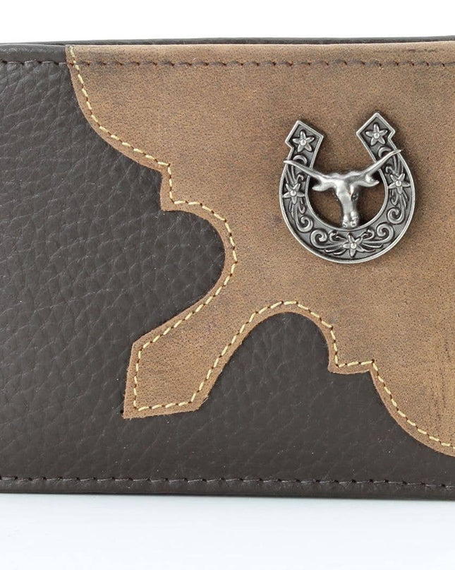 Mixed Media Bifold Rodeo Wallet with Medallion AB1915