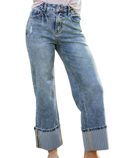Ashleigh Blue Cuffed Straight Loose Jeans