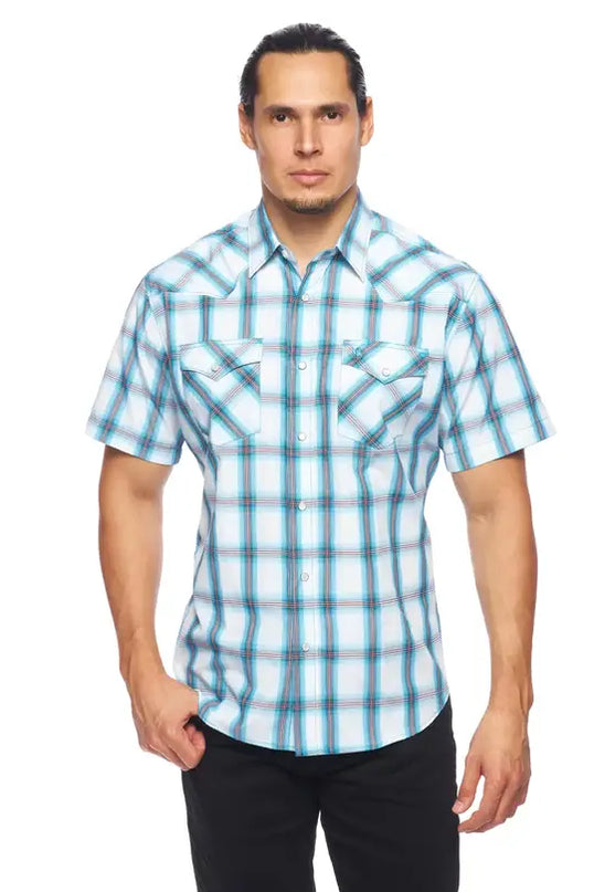 RODEO CLOTHING MEN'S PLAID SHORT SLEEVE SNAP Ps400s-Sept