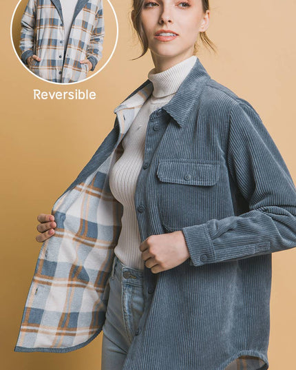 Corduroy Reversible Button Down Jacket