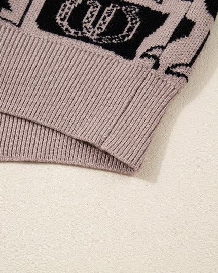 Black Bows & Horseshoes Pattern Western Fashion Print Sweater
