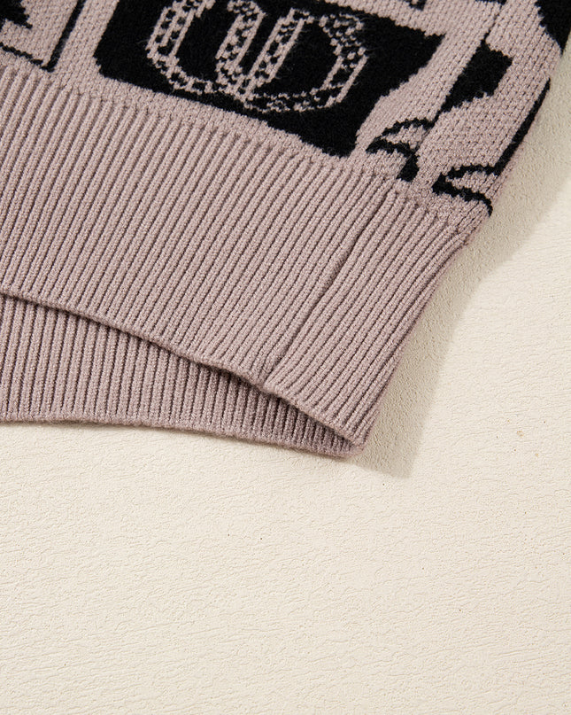 Black Bows & Horseshoes Pattern Western Fashion Print Sweater