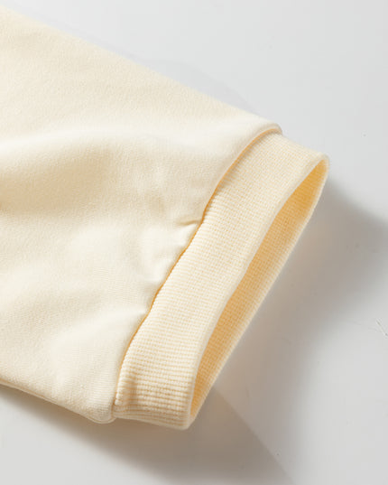 Beige Plus Size Raw Seam Detail Floral Bow Patched Baggy Pullover