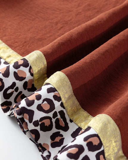 Clay Leopard Detail Loose Bracelet Sleeve Top