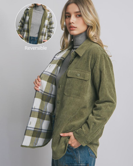 Corduroy Reversible Button Down Jacket