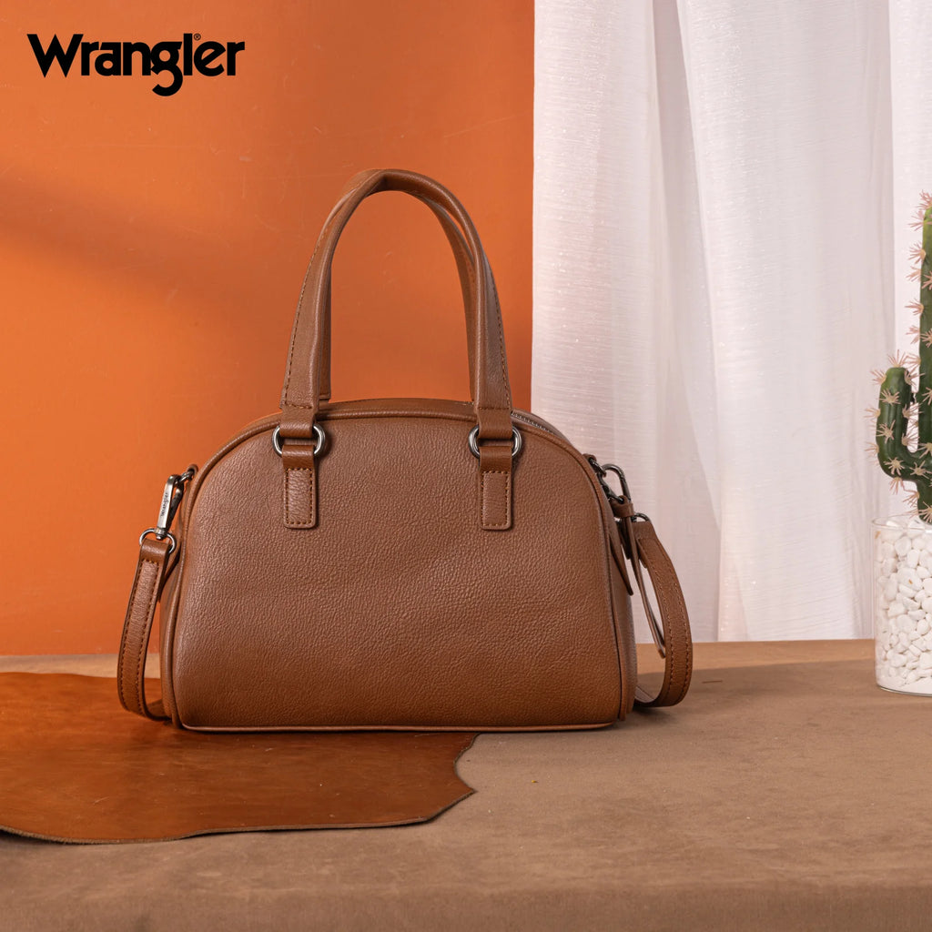 Wrangler Whipstitch Collection Satchel/Crossbody Bag -Brown