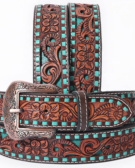 BER241-Hand Carved Western leather Belt