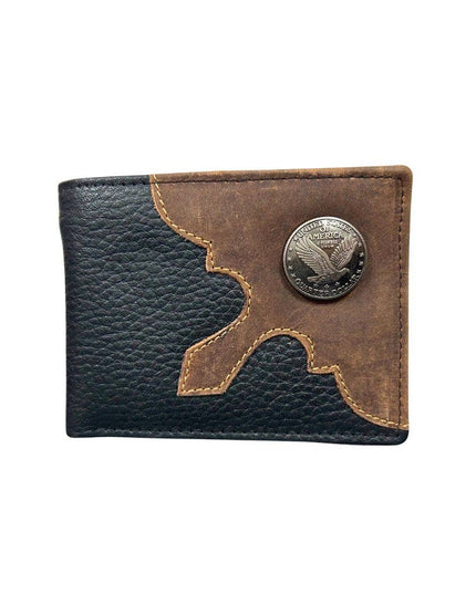 Mixed Media Bifold Rodeo Wallet with Medallion AB1915