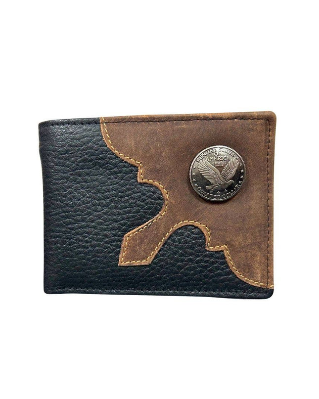 Mixed Media Bifold Rodeo Wallet with Medallion AB1915