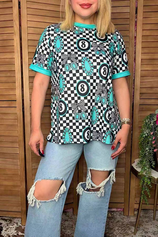 Western turquoise jewels women boutique top XCH17166