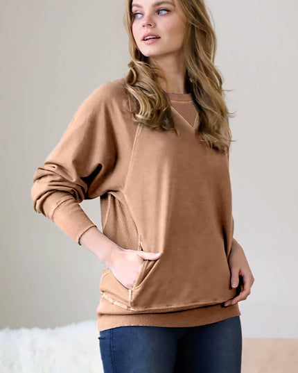 `Washed French Terry Pullover With Side Pockets