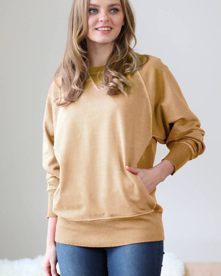 `Washed French Terry Pullover With Side Pockets