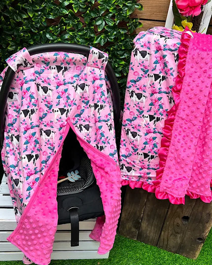 COW/FLORAL PRINTED CAR SEAT COVER. ZYTG25153023 M