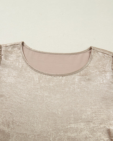 Apricot Plus Size Metallic Long Flounce Sleeve Blouse