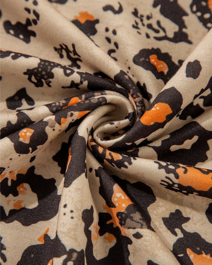 Brown Leopard Bleached Raglan Sleeve Pullover Sweatshirt