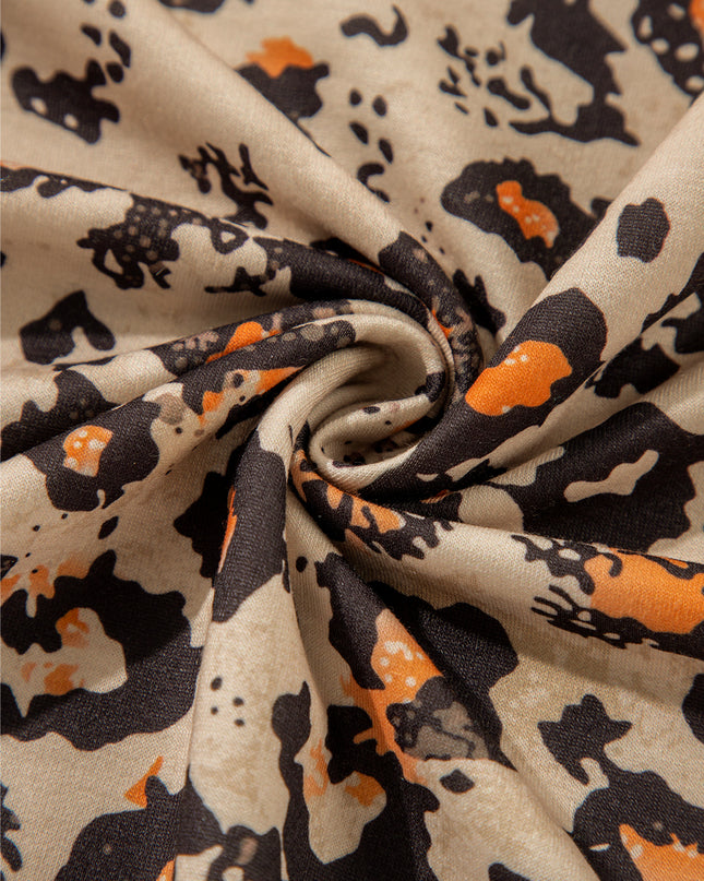 Brown Leopard Bleached Raglan Sleeve Pullover Sweatshirt